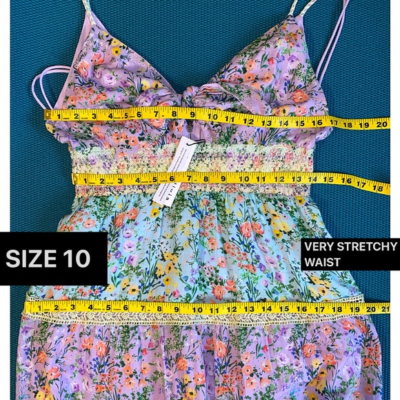 Alice + Olivia Karolina Smocked Waist Floral Tie Front Maxi Dress - Picture 10 of 16